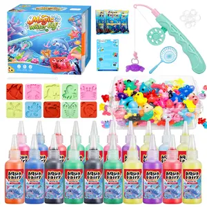 Magic Water Elf Toy Kit - DIY Aqua Fairy Gel Kit with 20Color Gels, 10 Sea Creature Molds, Fishing Rod, Net &Water Tank, Make Your Own Water Pets Squishy Toys, FunSTEM Sensory Craft Kit, Birthday Party Favors & SummerActivity Gifts for Kids Ages 3+