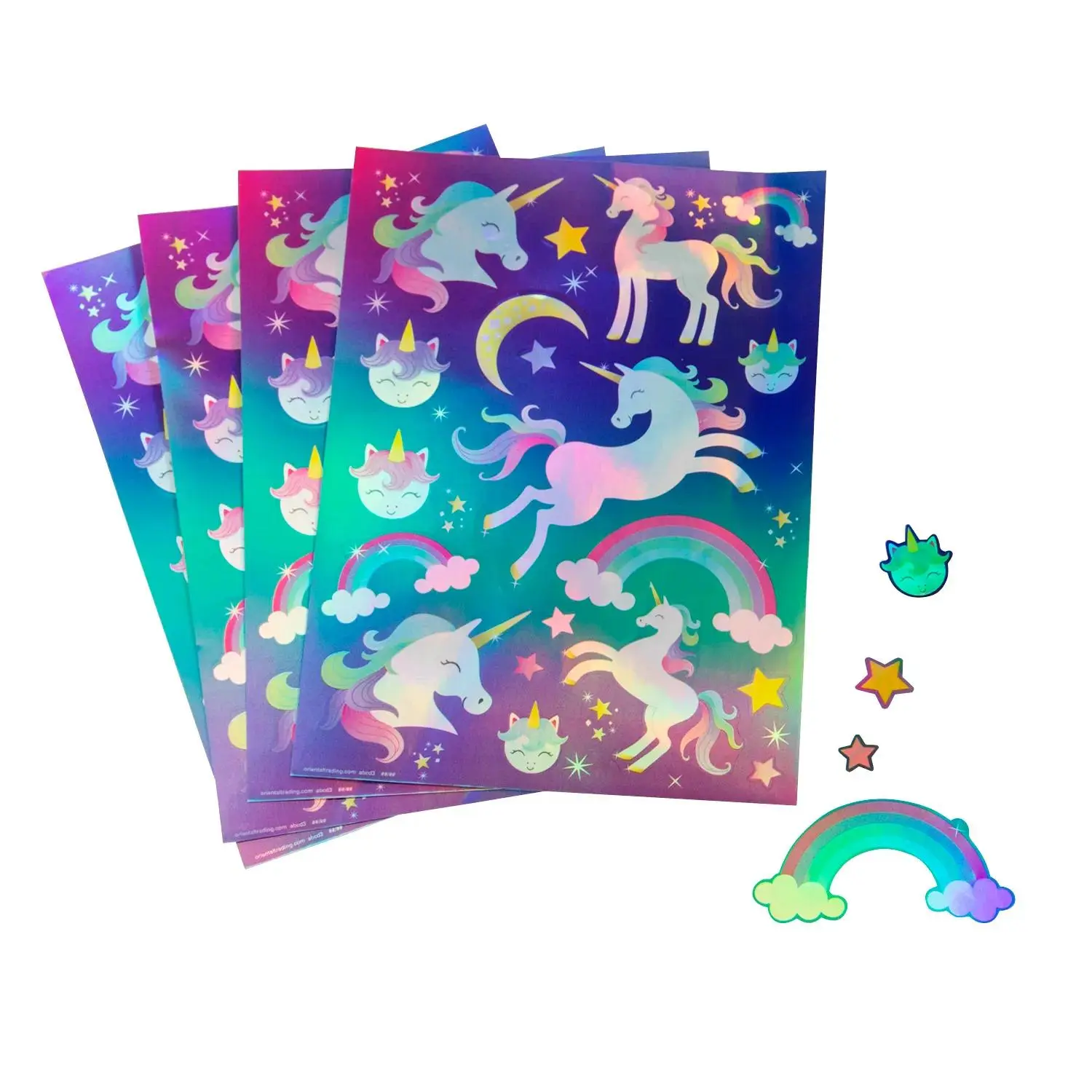 Fun Express 5" x 7" Iridescent Unicorn Paper Sticker Sheets - 24 Pc.