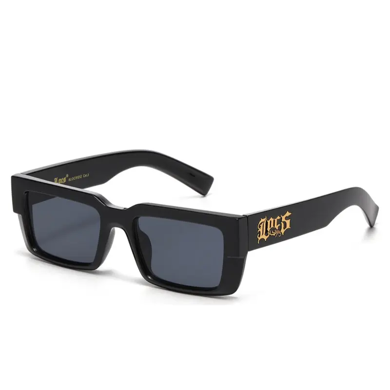Locs Sunglasses Dark Frame Gold Logo with Black Handles Locs Sunglasses Dark Frame Gold Logo with Black Handles