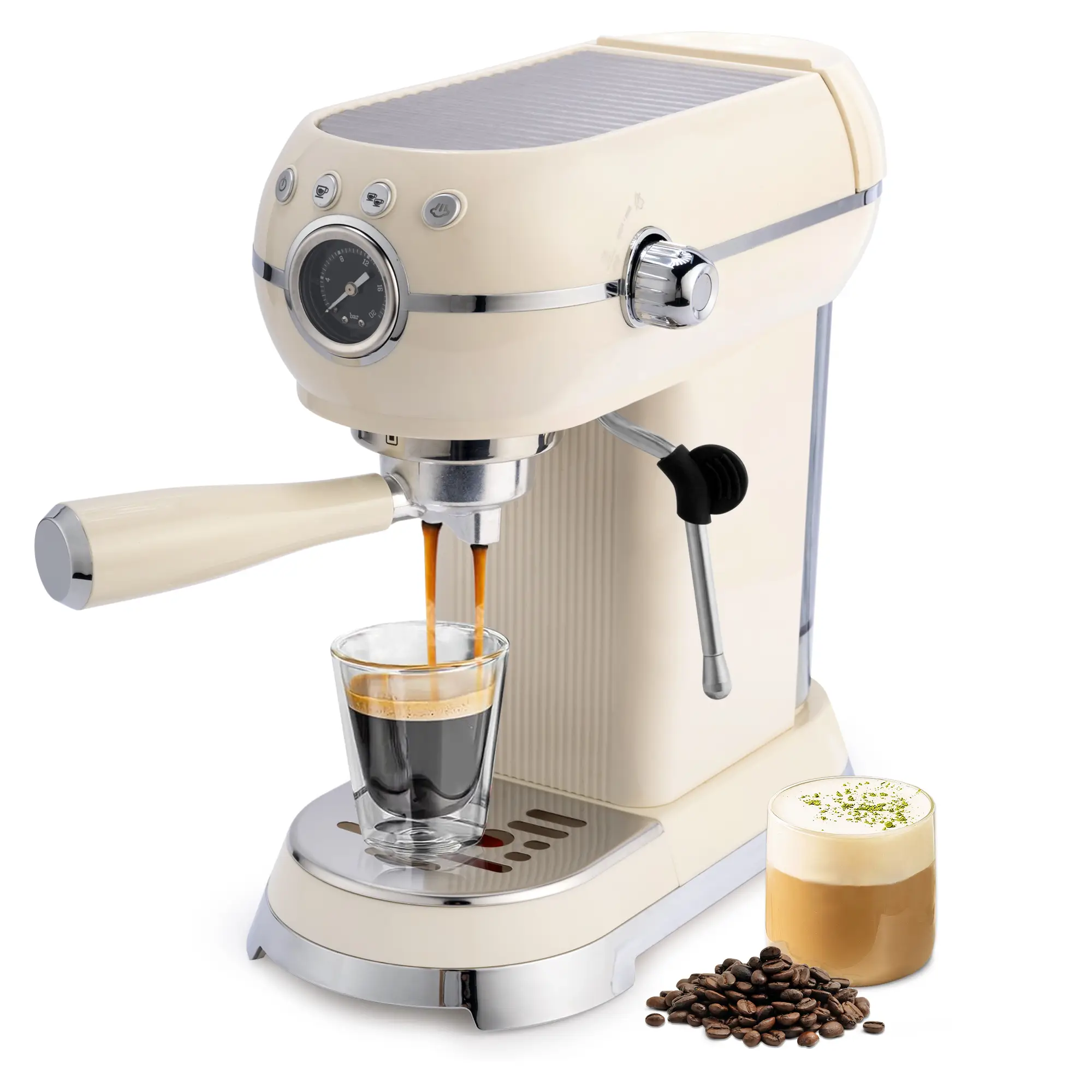 SUSTEAS 20 bar espresso machine with milk frother for latte and cappuccino, Expressions coffee machine with removable water tank