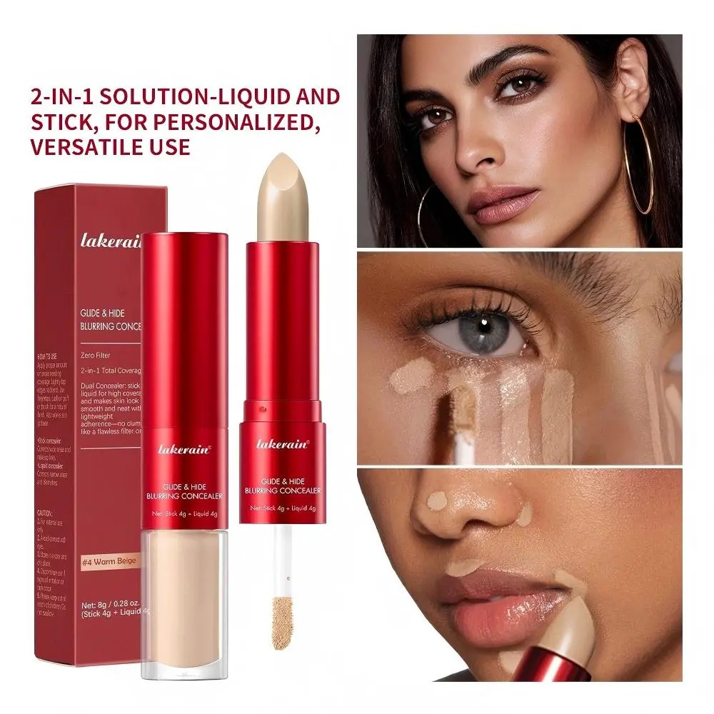 2PCS 2 IN1 Concealer Fuzzy Stick Hydration Long Lasting Coverage Blemishes Conceals Dark Circles Liquid Concealer Cosmetics