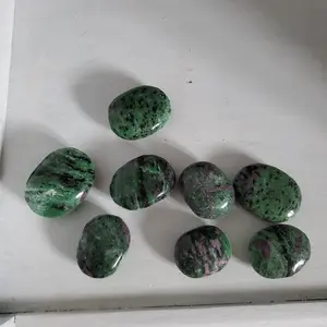 Natural polished Ruby and Zoisite palm stone