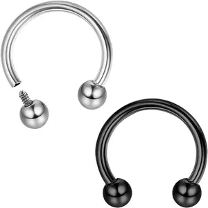 MILACOLATO 2-8PCS G23 Titanium 16g Septum Rings for Women Men | Implant Grade Septum Ring | Internally Threaded Horseshoe Circular Barbell Piercing Jewelry for Nose Lip Tragus Eyebrow Helix Daith | 2pcs Daily