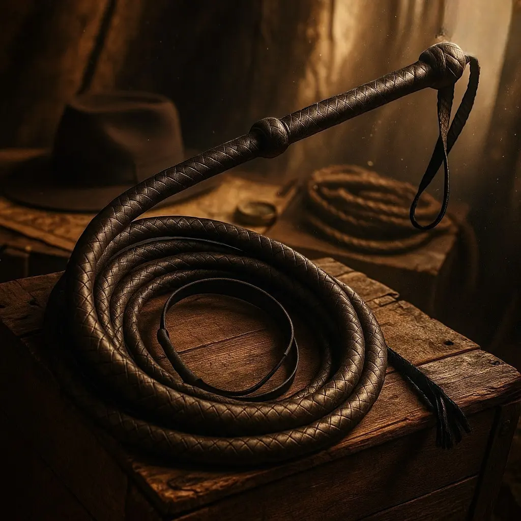 Handmade Leather Bullwhip 4–10 Ft – 8 Plait Genuine Leather Whip, Indiana Jones Style Bull Whip with Cracker & Fall, Professional Whip Cracking, Cosplay Prop, Western Cowboy Accessory, Durable Handcrafted Leather Whip for Performance & Collection, 8-Plait