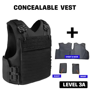 Multi-functional MOLLE Quick-Release Vest — Includes two large front and rear  paltes and two side paltes. Level 3A IIIA . Concealable (Worn Internally).