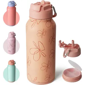 BOTTLE BOTTLE 32oz Insulated Water Bottle Stainless Steel Sport Water Bottle with Straw Dual-use Lid Design for Gym with Pill Box