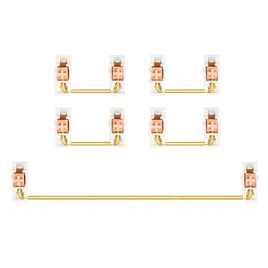 Gold Plated Plate Mounted Stabilizer for Custom Mechanical Keyboard 2U 6.25U (1+4, White Pink)
