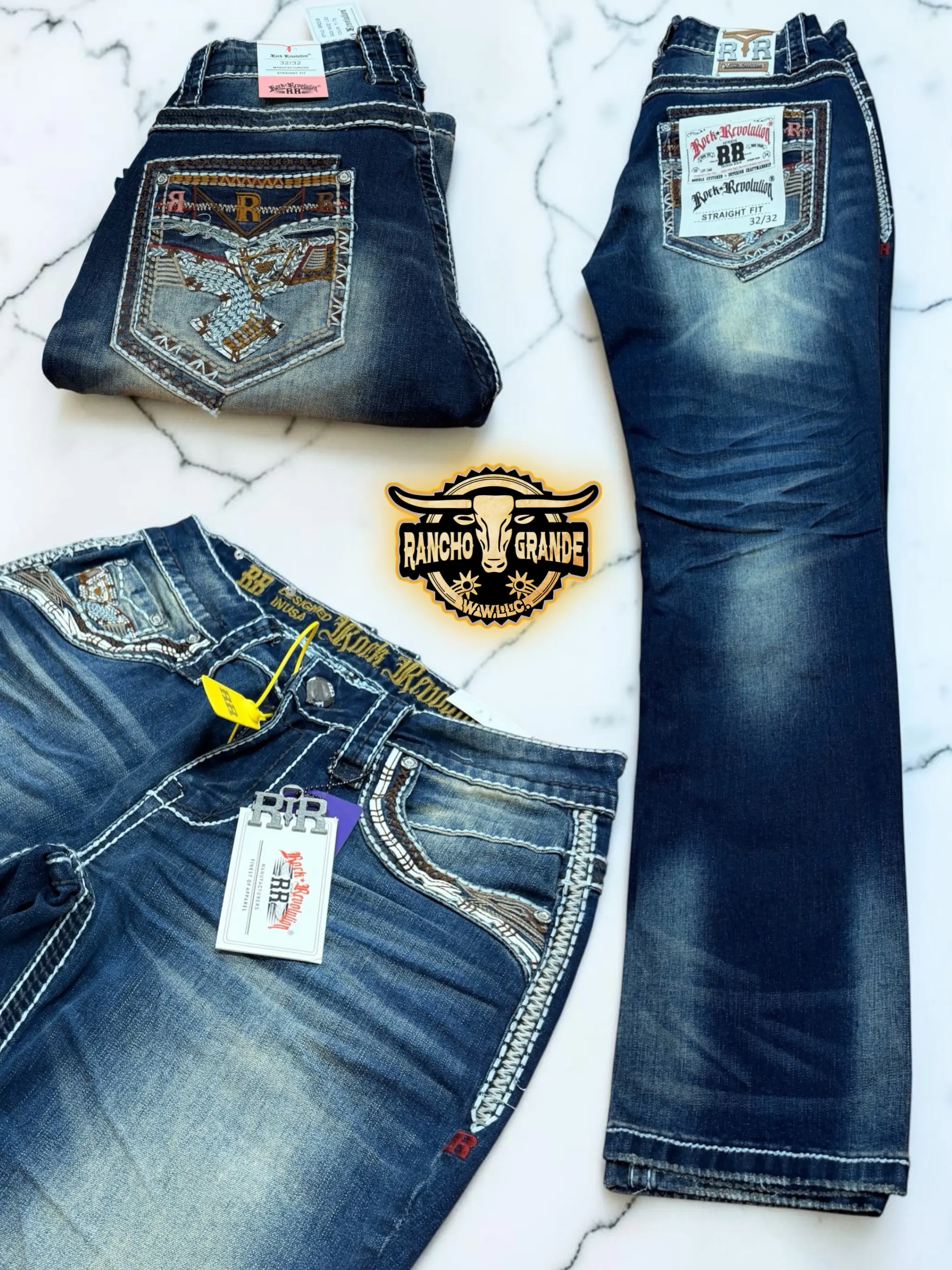 Rock R 218 Mens Modern Western Cowboy Jeans Boot Cut / Pantalon Vaquero para Hombre Corte Moderno para Bota