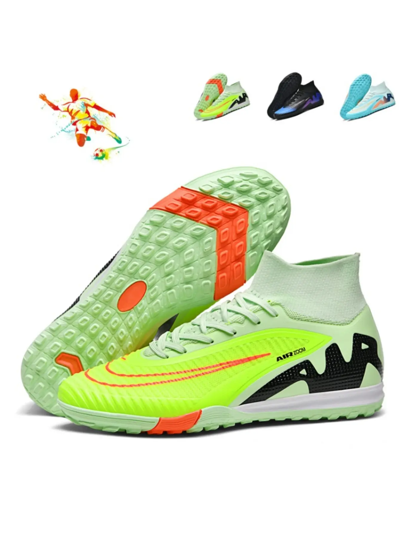 Men's and Women's High-Top Seamless Soccer Shoes for Outdoor Use, Football Cleats, Football Boots, Slip-Resistant and Durable with Super Grip Support, Trendy and Stylish Soccer Footwear