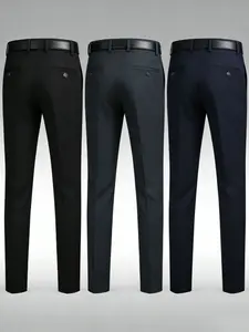 3-Pack Men's Business Casual Pants, Wrinkle-Resistant Non-Iron Slim Straight Trousers, High Stretch Breathable 3-Color Versatile Commute Pants