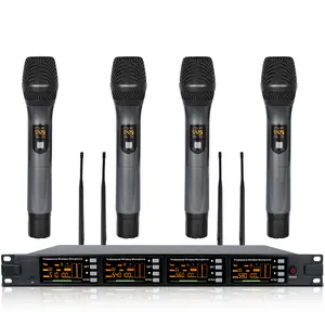 Kaschun Professional 4-Channel UHF Wireless Microphone System, 328ft Long Range, for Karaoke, Live Streaming, Gaming, Podcast, Church, DJ