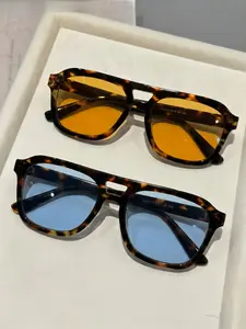 Classic Retro Double Bridge Fashion Sunglasses, Square Mirrored Shades for Everyday, Street, Parties, Pool Events, Couples, Outdoor, Beach Vacations