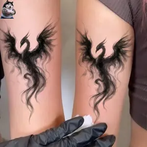 2 Watercolor Phoenix Temporary Tattoos, Sticker Tattoos, Stylish Ink Smoke Design, Waterproof and Safe, Perfect for Simple and Special Occasions