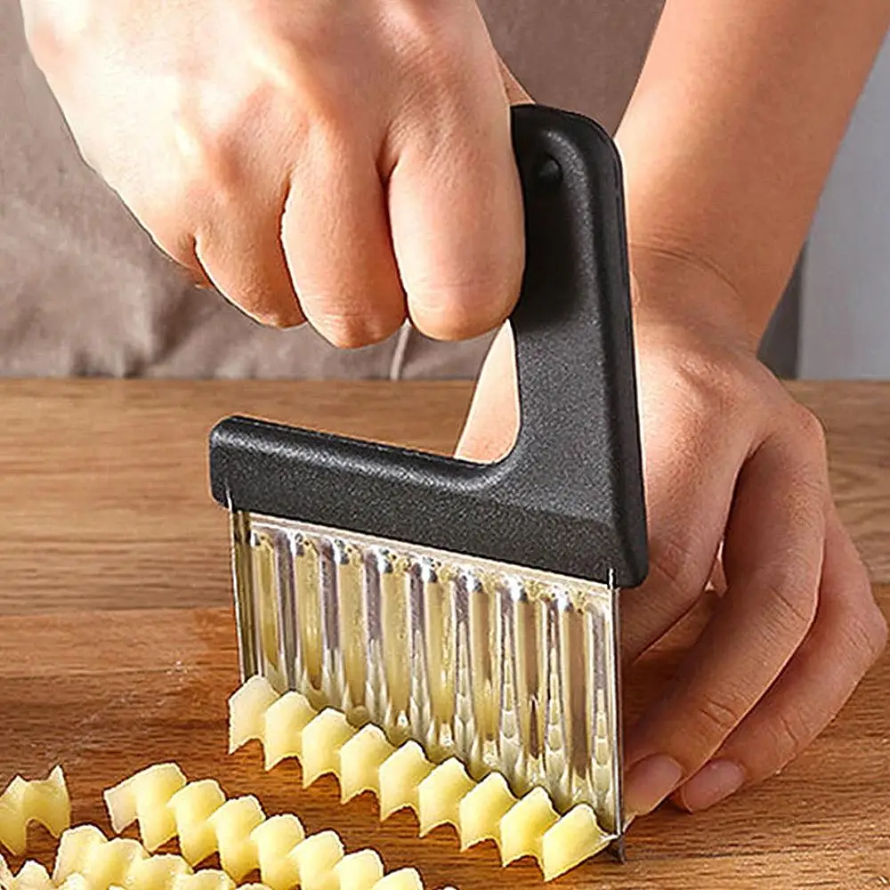 Potato Crinkle Cutter, 1 Count Stainless Steel Handheld Potato Slicer, Kitchen Potato Wave Cutter