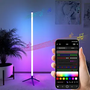 LED RGB Floor Lamp Smart Corner Standing Lamp with Music Sync APP and Remote Control Gaming Light for Bedroom Living Room Game Room Office