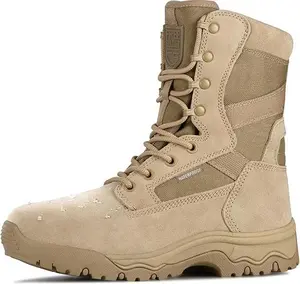 FREE SOLDIER Men's Tactical Boots 8 Inches Lightweight Combat Boots Durable Suede Leather Military Work Boot Desert Boot Boy Closed Waterproof Anti-Slip Shock-Absorbent