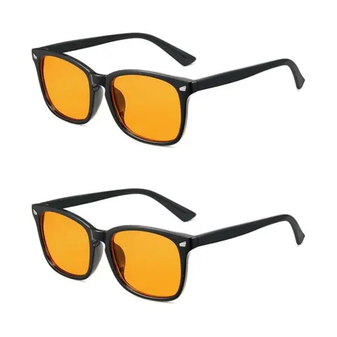 Unisex Square Blue Light Block Sports Eyewear - Lightweight TR90 Plastic Frames, Amber-Orange Anti-Glare Lenses, 5.91×2.36×1.18in, UV400 Shield, for Esports Enthusiasts, Computer Use, Enhance Contrast, Blue Light Glasses