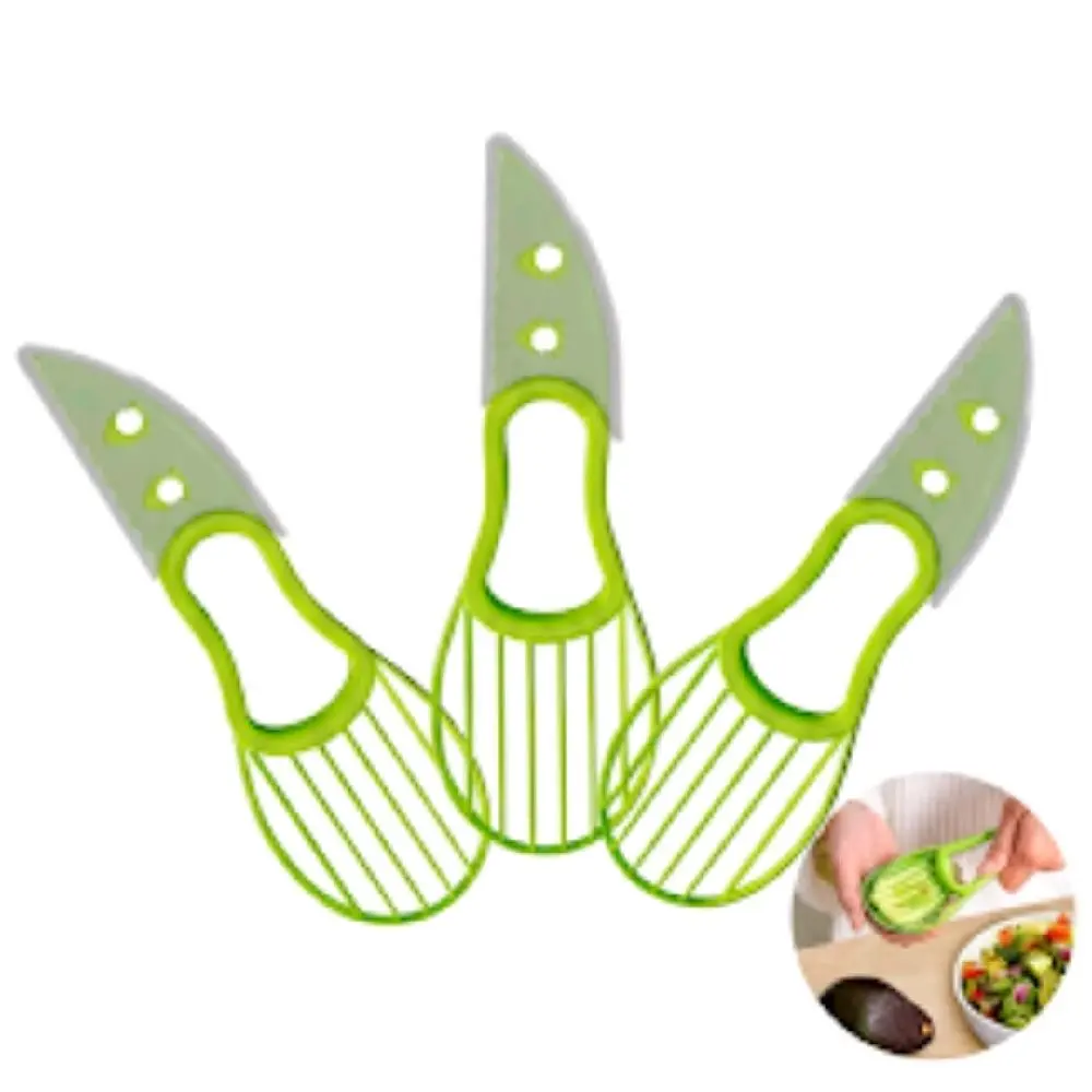 3 Pack Avocado Peeler 3 In 1 Avocado Slicer Tool - Three in One Avocado Slicer - Green Avocado Cutter and Scooper for Fruits & Vegetable - Peel Avocado