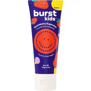 BURST Fluoride Free Strawberry Junior Toothpaste- Great Tasting Anticavity,Dye Free,Vegan, Great Flavor,  With Nano Hydroxyapatite