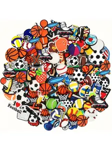 Random Sports Theme Series, Classic Unique Design, DIY Decoration for Shoe Charms, Shoe Embellishment Set, Footwear Accessories, Bags, Party Gifts, Holiday Decorations