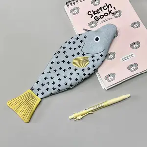 Creative Thick Pencil Case, Fun Unique Stationery Bag, Clownfish Design, Fish Pattern Pen Holder, Innovative Storage Solution