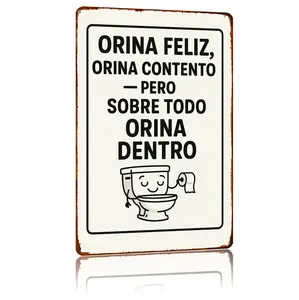 Funny Humor Bilingual Text Metal Plate, 8x12 In Standard Size Aluminium Bathroom Sign, Home Wall Decor for Bathroom, Living Room