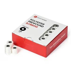 Style L Prewound Magnetic Core 70D/2(60WT) White Embroidery Magnetic Bobbins(144 Bobbins)