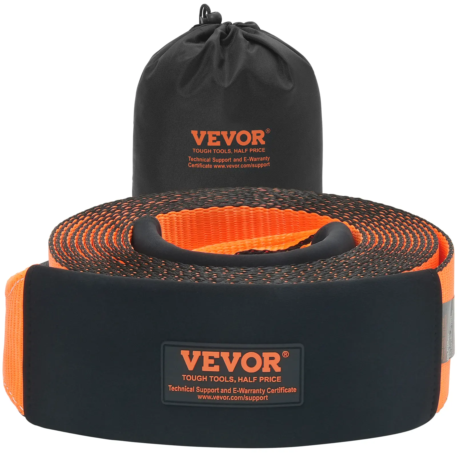 【Summerfinds】VEVOR 4"x30' Polyester Recovery Tow Strap, 46500 lbs Break Strength, Triple Reinforced Loops, Tree Saver, Extreme Weather Resistance, Protective Sleeves, Storage Bag, Off-Road Towing Vehicle Accessories for Trucks, Farmers & Road Trips