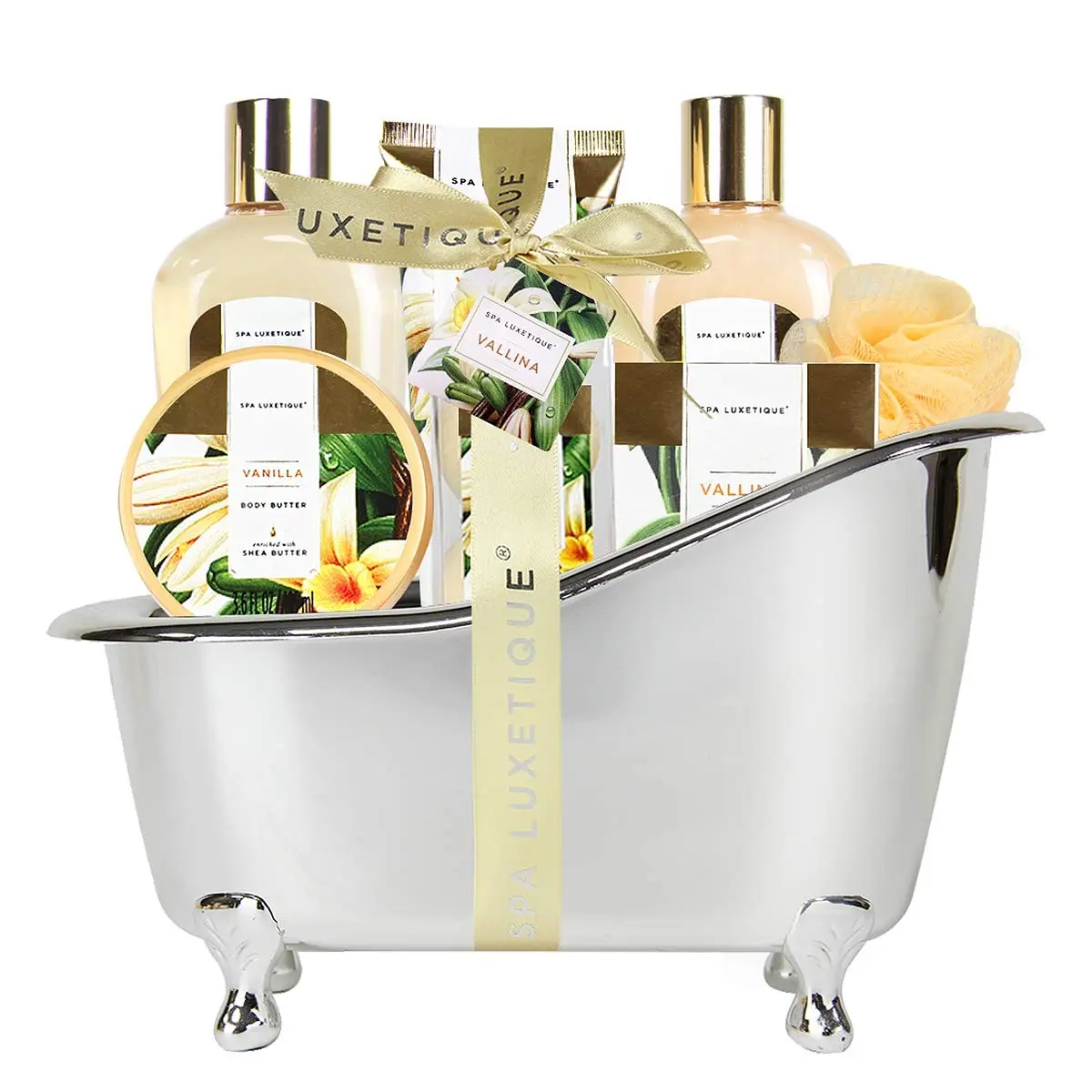 Vanilla Scent Bath and Body Care Gift Sets, Home Spa Self Care Bundles, Bubble Skincare Mother's Day Gift For Mom Pamper Your Mother