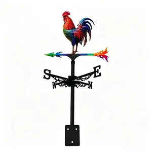 Colorful Rooster Metal Wind Vane, Outdoor Garden Decor, Rust-Resistant Weather Indicator, Independence Day, Christmas Gift