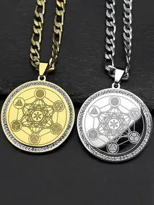 Crystals Sacred Geometry Metatron Angel Seal Archangel amulet Necklace for Women Men Stainless Steel Flower of Life Chain Sacred Geometry Pendant Sacred Geometry Jewelry