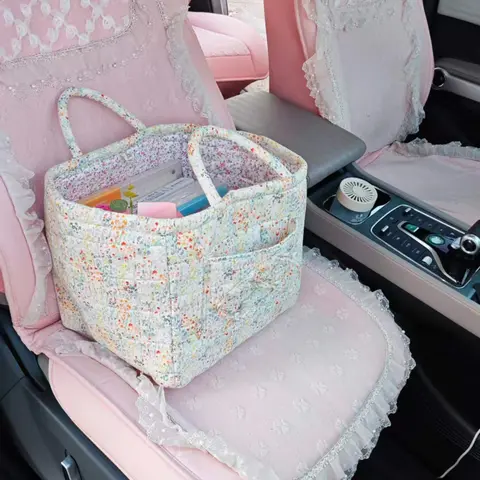 Woven Pattern Fabric Storage Organizer - Multifunctional Storage Bag, Washable, Durable Daily Use Item, Easy to Clean Home Organizer for Clothes, Toys, Odds, Book Work Supply, Room & Car Organization