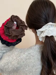 Elegant and fashionable women's pleated headband, double-layer floral lace, lace design, hollow pattern, perfect for daily wear and special occasions
