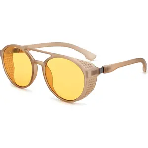 EyeconicFinds Classic Steampunk Sunglasses for Men Women Retro Round Gothic Shades Eyewear UV400 Protection B2957