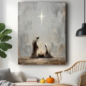 Nativity Canvas Print – Minimalist Holy Family Christmas Wall Art [No frame]
