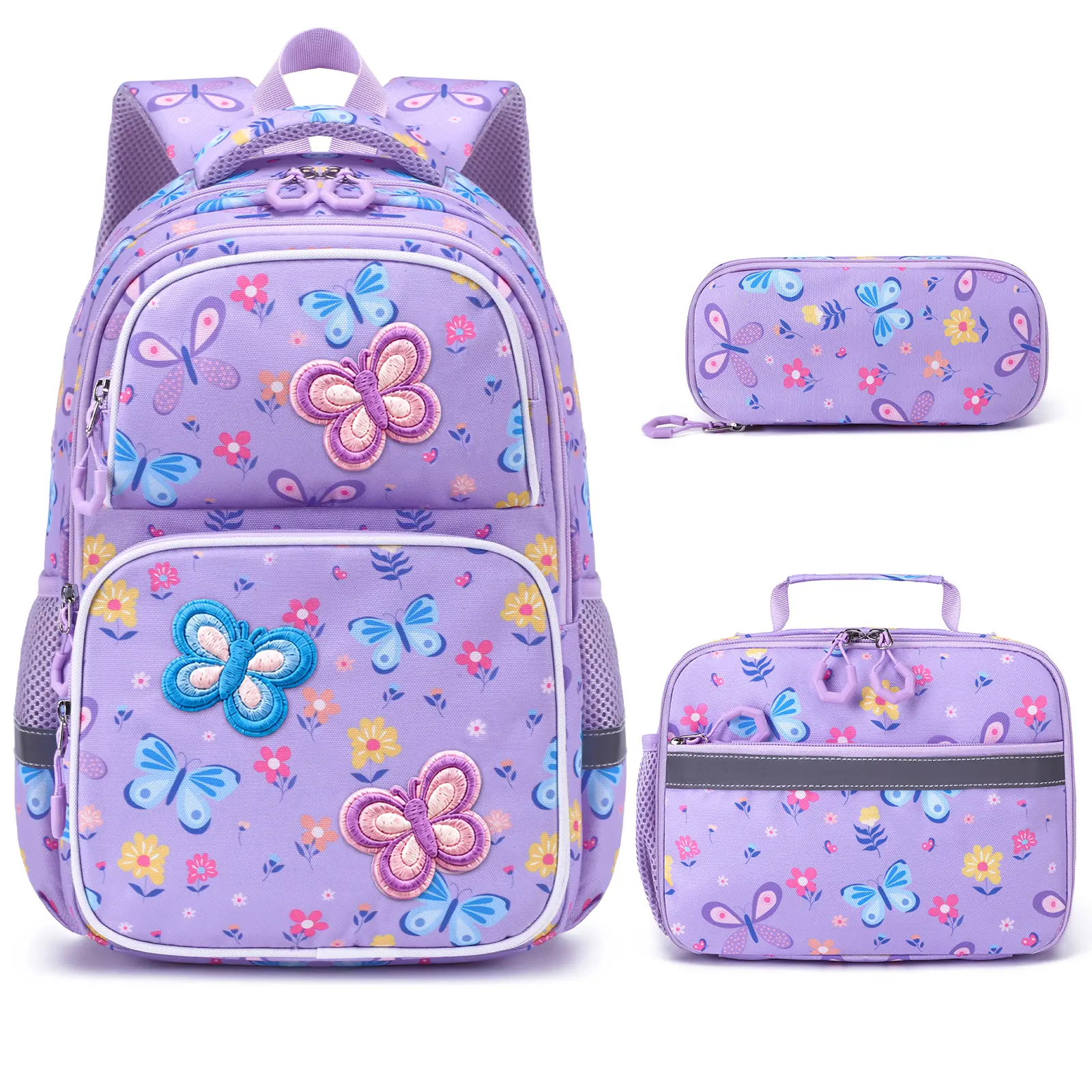 SIMILOVE Kids Girls Backpack Set (Ages 4-8) - Cute 3D Soft Bow Toddler Daycare Backpack with Lunch Box & Pencil Case, Childrens Bag for Preschool Kindergarten Elementary School Needs