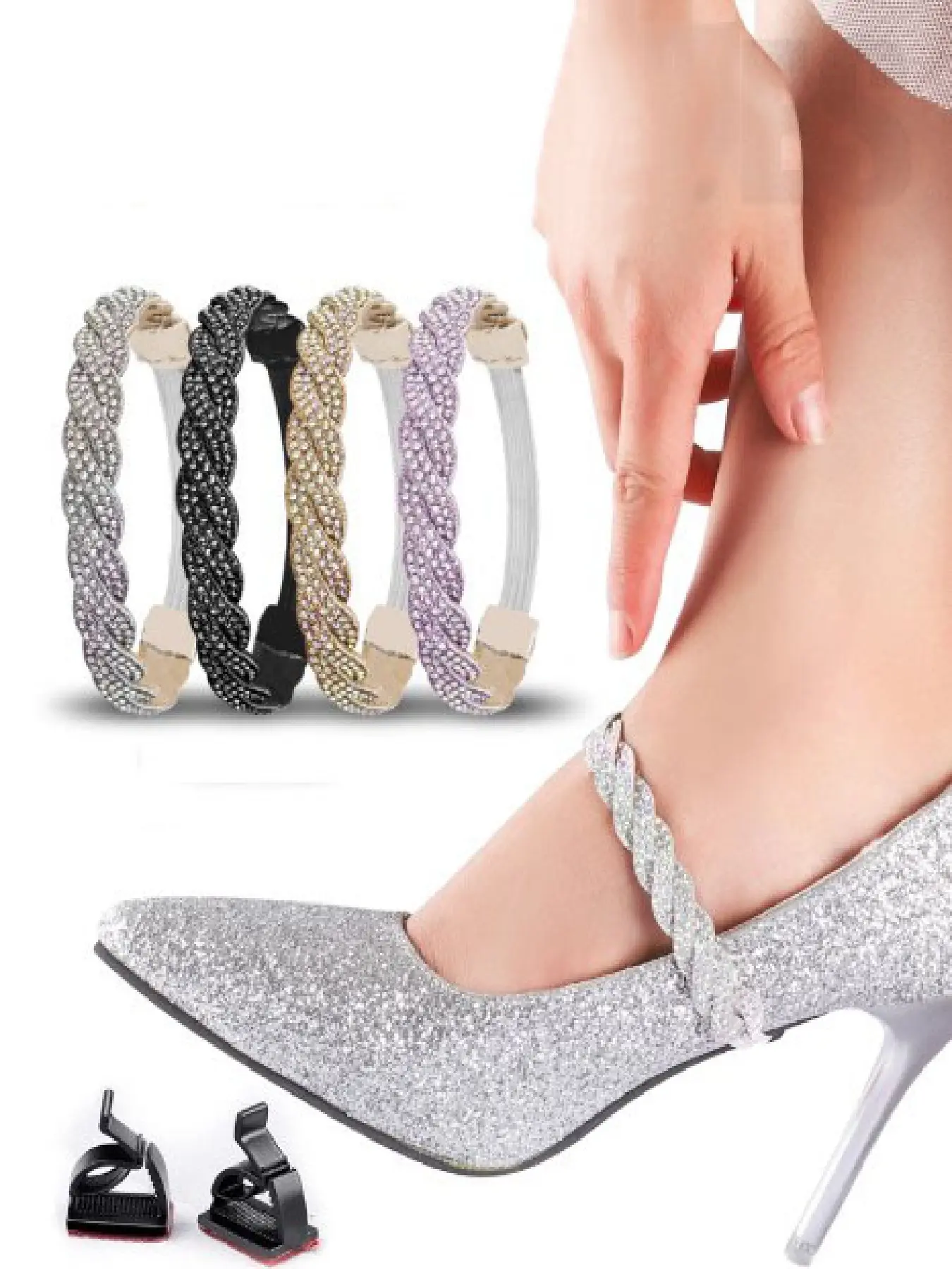 Anti-Slip High Heel Shoe Laces, Footwear Lace, Adjustable Elastic Shoestrings for Women, Basic Style, Prevents Slipping, Comfortable Fit, Shoelace, Adjustable Shoelaces