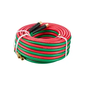 fathersdaygift VEVOR Oxygen Acetylene Hose, 1/4-Inchx 50FT Oxy Acetylene Hose with 9/16-18 B Fitting, 300PSI T Grade Welding Cutting Torch Twin Hose, Compatible with Oxygen, Acetylene, Propane and Other Fuel Gases