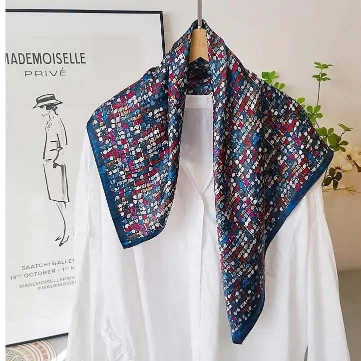 MADEMOISELLE Silk Scarf - Colorful Patterned Design, Soft and Luxurious Fabric, 25”x25”