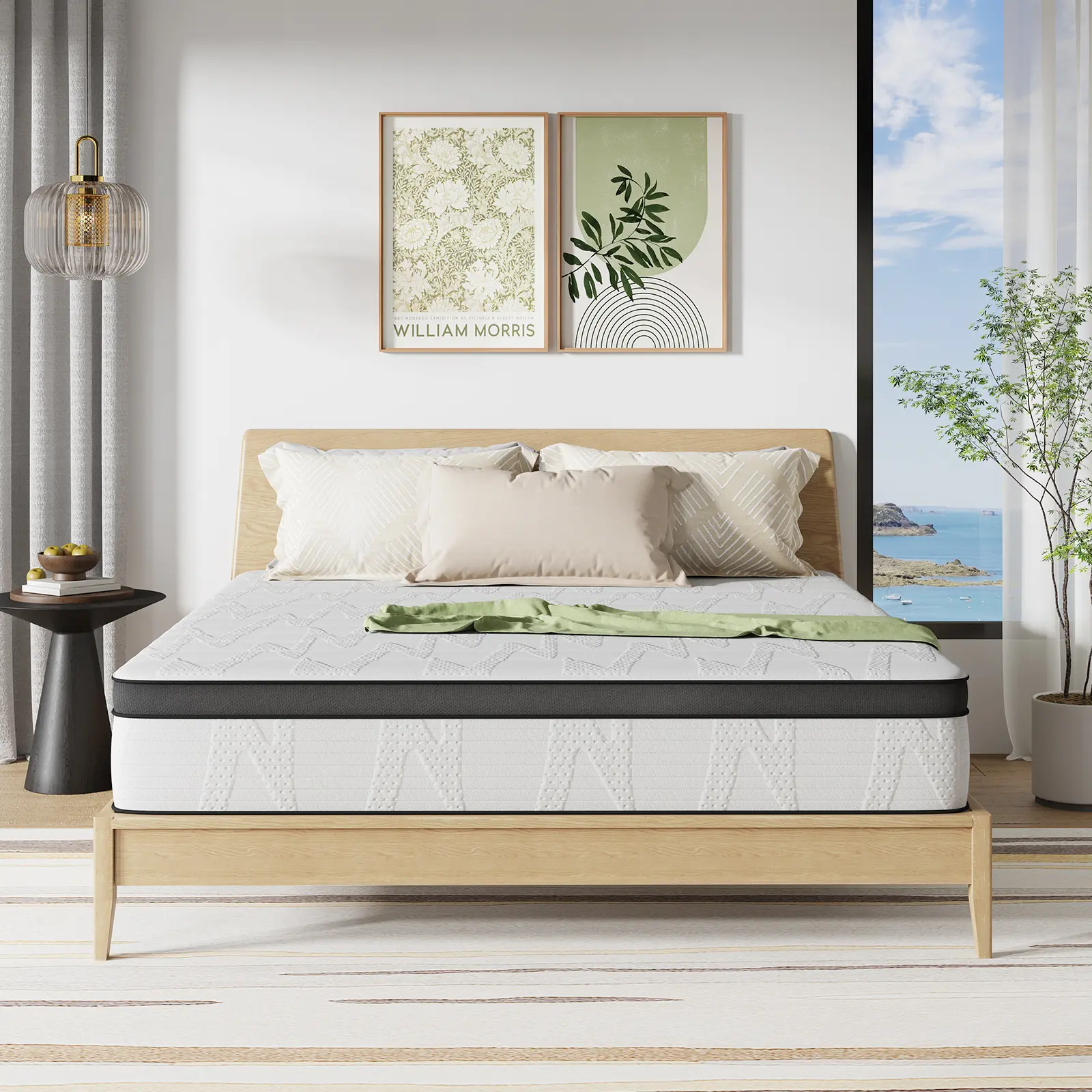 Hybrid Mattress Fiberglass-Free Full/Queen/King  -6/8/10/12/14 Inch-Perfect Balance of Softness & Firmness: High-Quality Mattress for All Sleepers & Body Alignment-Motion Isolation Mattress,tiktokshopmemorialday