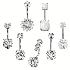 14G Belly Button Ring 7PCs/set Belly Button Piercing Stainless Steel Belly Rings