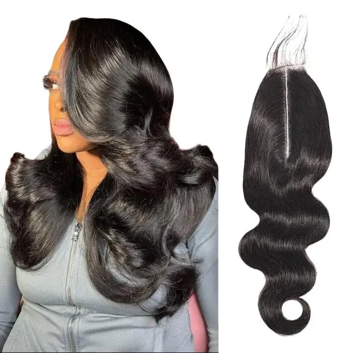 [Wequeen] Upgrade 2x6 4x4 Body Wave Straight Human Hair HD Transparent Lace Closure #1B Natural Black 12-20inch