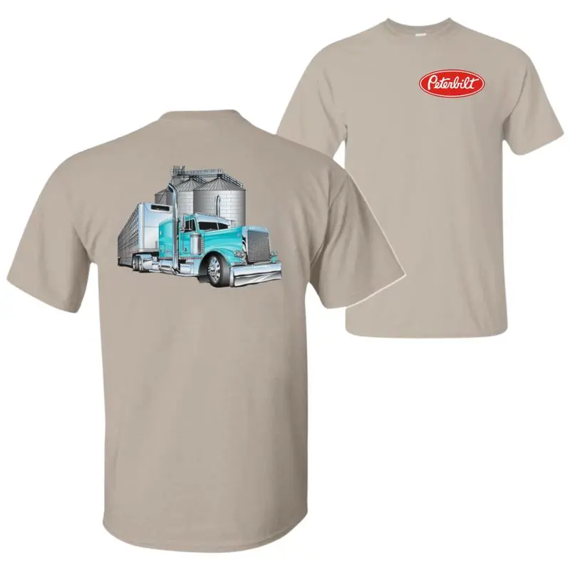 Peterbilt Livestock Truck Tee – Blue Semi Trailer Graphic Shirt, Farm Workwear Style, Unisex Cotton Top for Country Drivers
