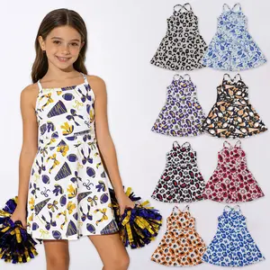 Toddler Leopard Baseball Softball Football Athletic Girls Dress - Stylish Vibrant Motif Comfortable Fit Versatile Style for Active Kids