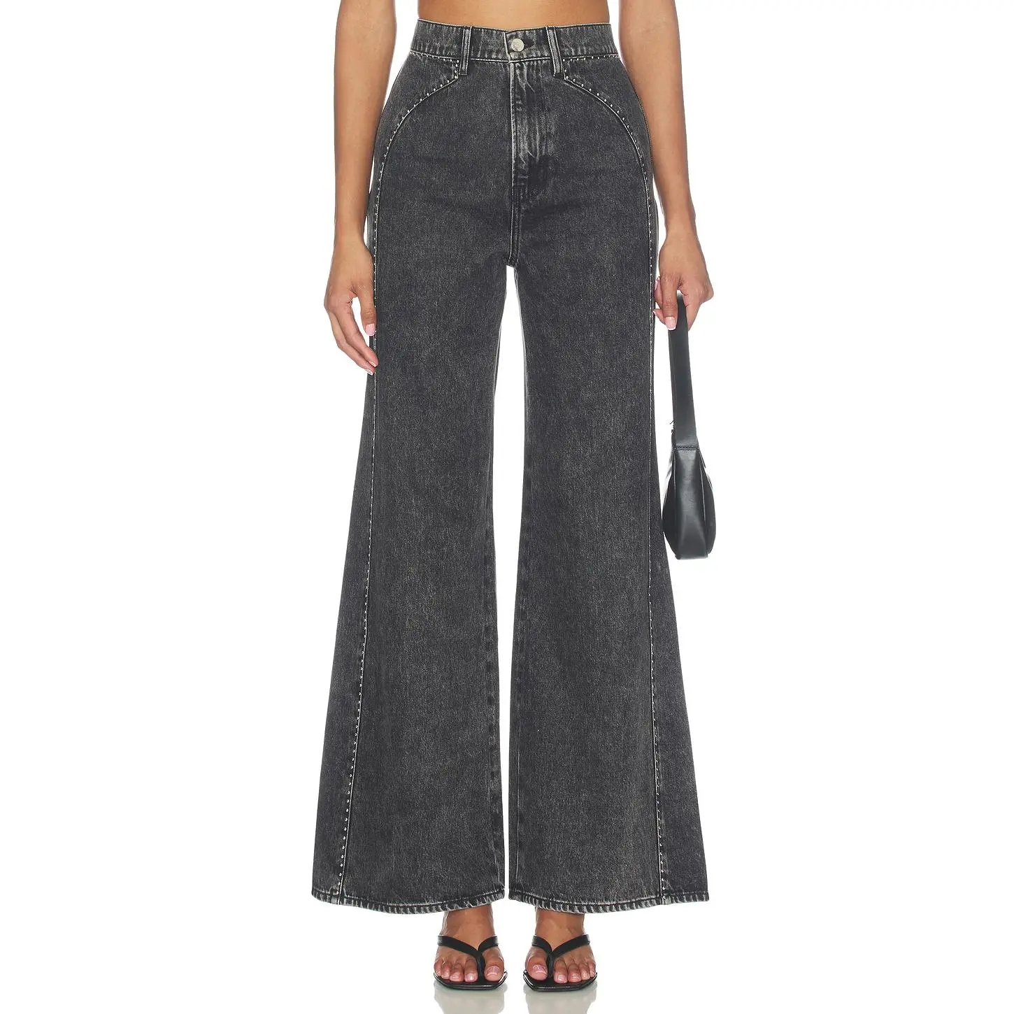 Veronica Beard Grant High Rise Wide Leg Jeans in Tornado