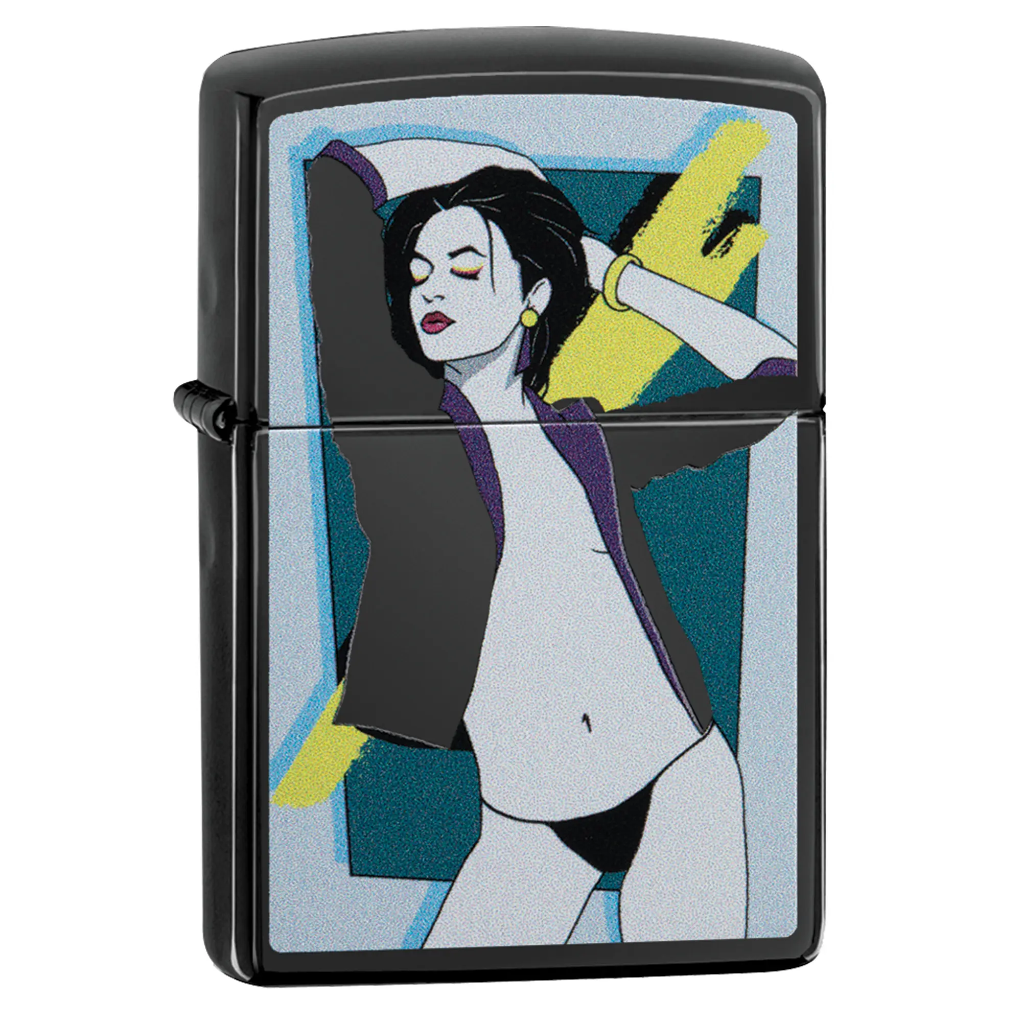 Zippo Women's Pop Art Design Black Matte Metal Pocket Lighter - Made in USA, Unfilled (Fuel Sold Separately) - Ignition Tool, Accessories, Gift with Lifetime Guarantee
