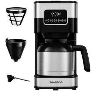 SHARDOR Programmable Coffee Maker with 8-Cup Thermal Carafe, Touch-Screen Drip Coffee Machine with Timer, Regular & Strong Brew, Pause & Serve, Auto Shut Off, Black & Stainless Steel. Coffeemachine coffee bar station