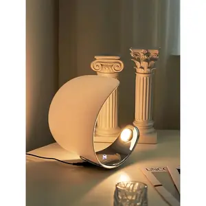 Luceplan Curl Moon Table Lamp - Touch-Dimmable LED Adjustable Brightness Lights, Modern Luxury Home Decor for Bedroom, Living Room Cozy Ambient Night Light