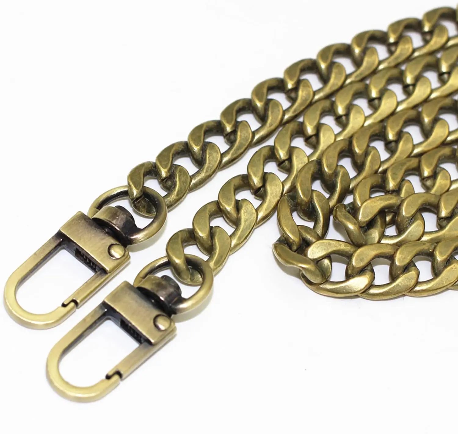 "/120cm Antique Brass Iron Flat Chain for Handbag  Bag Crossbody Bag Purse Chain Strap Replacement, with Metal Buckles- 6 OZ in Weight (Bronze)
