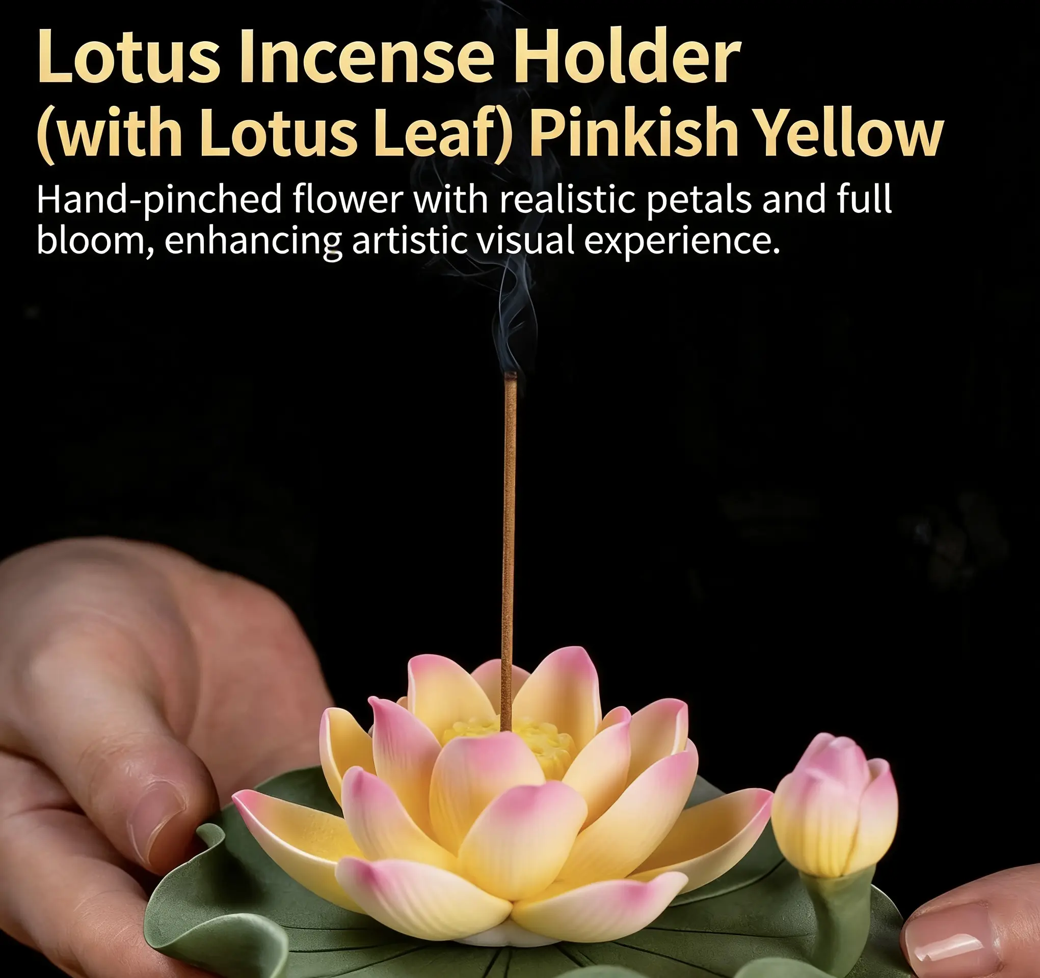 A15. Ceramic Lotus Incense Stick Holder Ornament for Indoor Tea Table Decoration